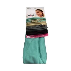 Scunci Hair Accessories Set - Black, Gray, Tan, Teal with headband